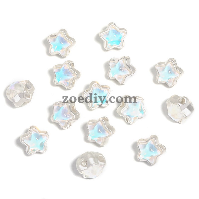 FS1536-12MM Mixed Color Mermaid Aurora Five-pointed Star Alloy Spacer