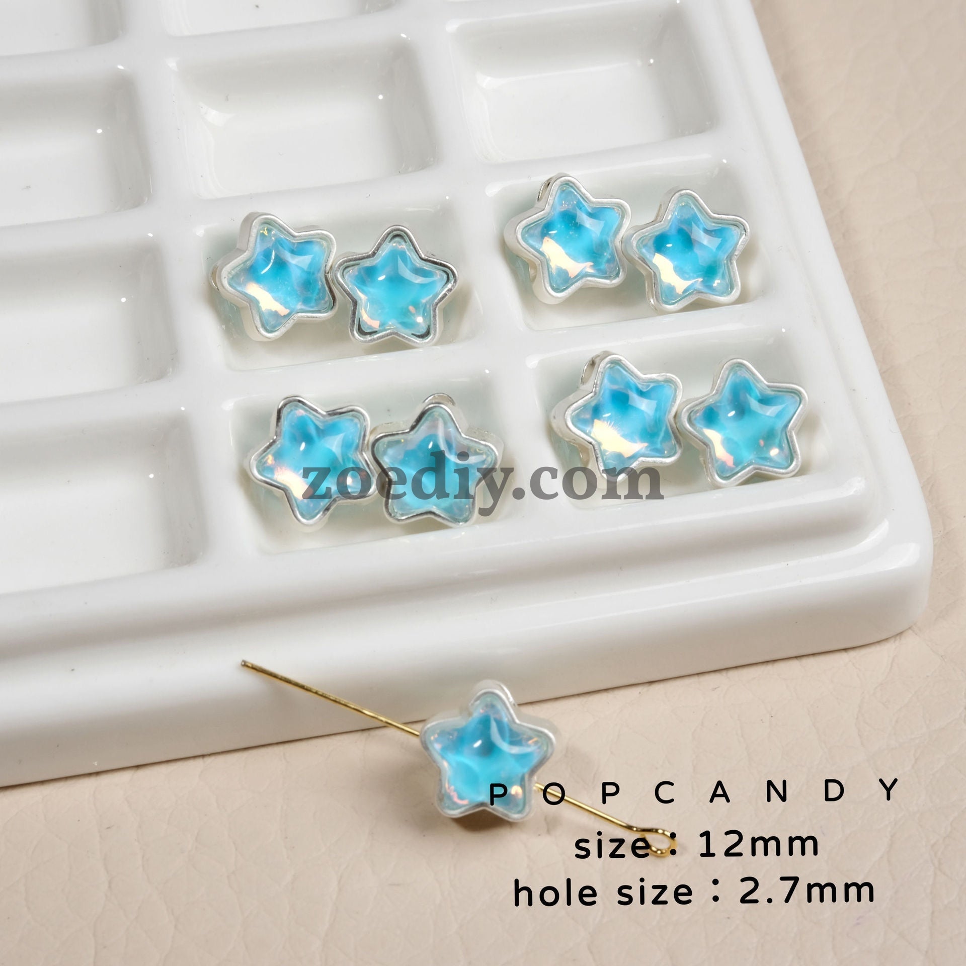 FS1536-12MM Mixed Color Mermaid Aurora Five-pointed Star Alloy Spacer