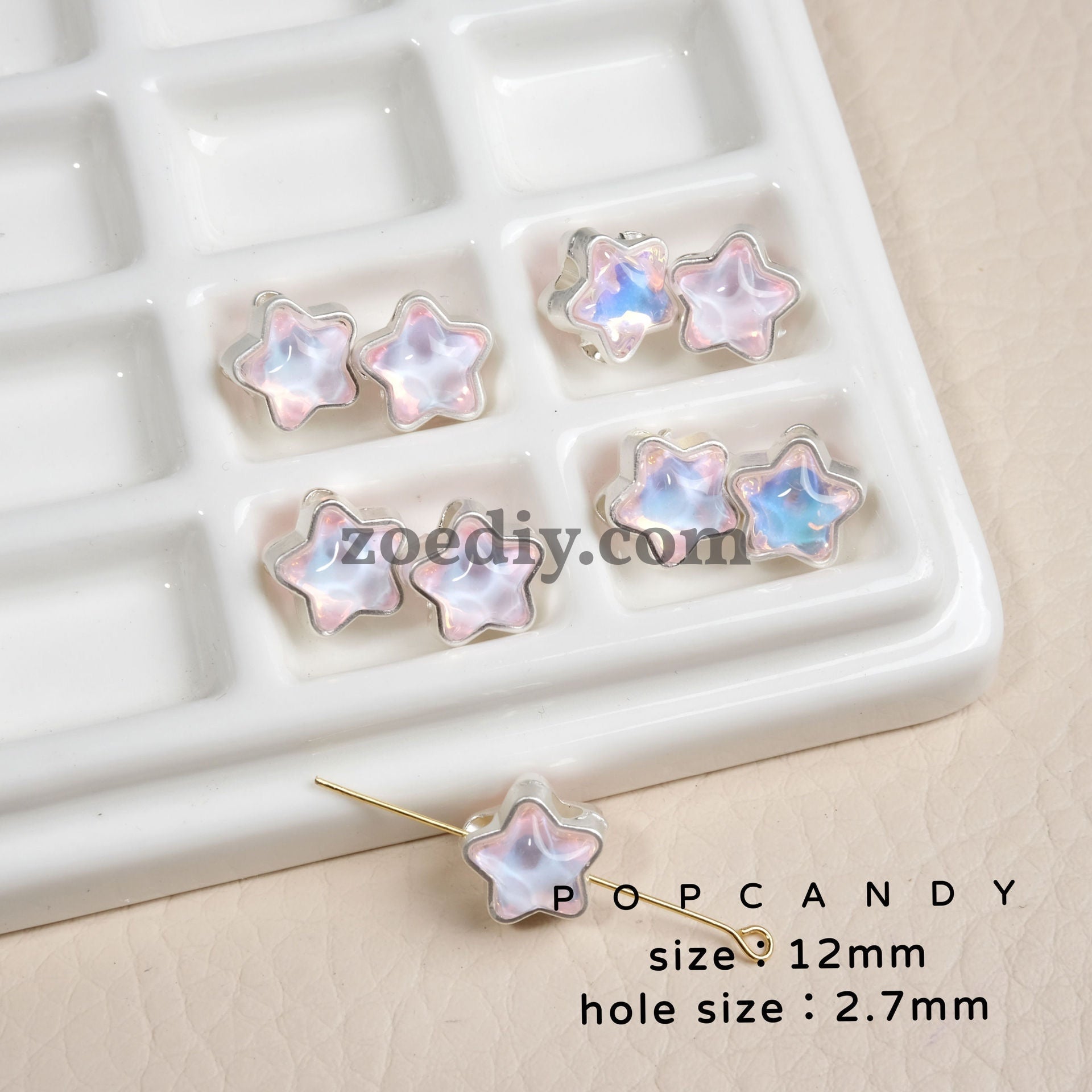 FS1536-12MM Mixed Color Mermaid Aurora Five-pointed Star Alloy Spacer