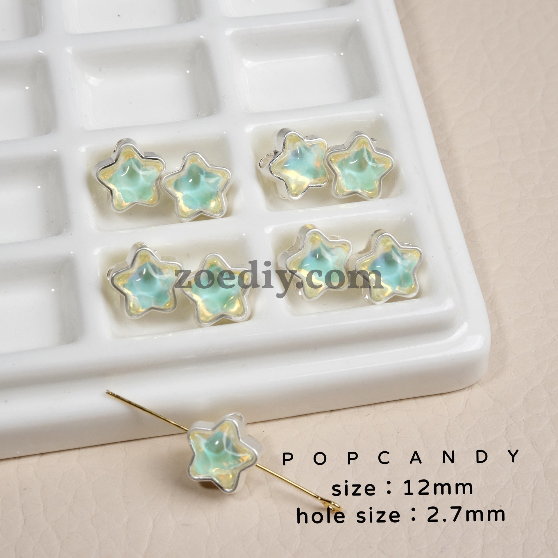 FS1536-12MM Mixed Color Mermaid Aurora Five-pointed Star Alloy Spacer