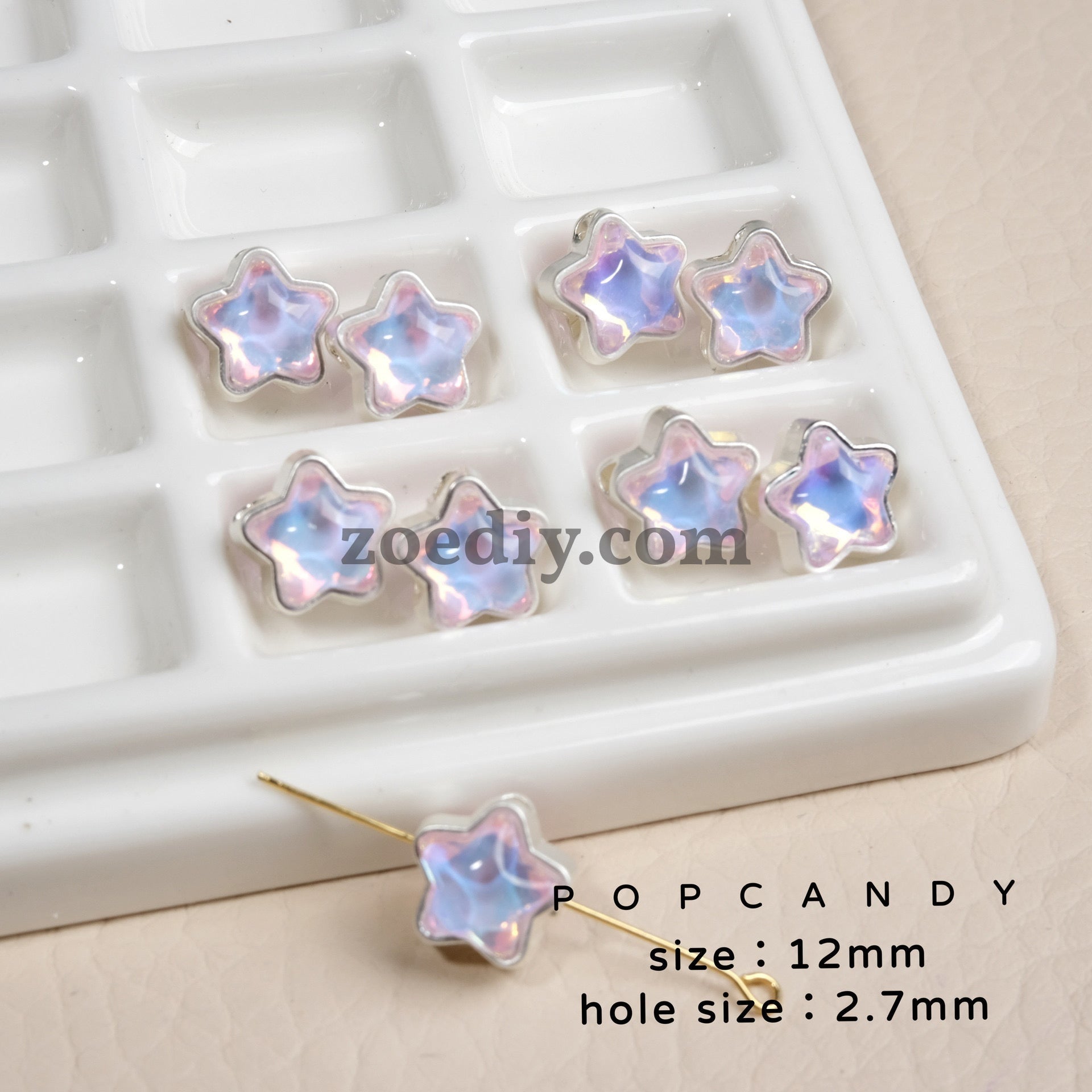 FS1536-12MM Mixed Color Mermaid Aurora Five-pointed Star Alloy Spacer