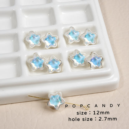 FS1536-12MM Mixed Color Mermaid Aurora Five-pointed Star Alloy Spacer