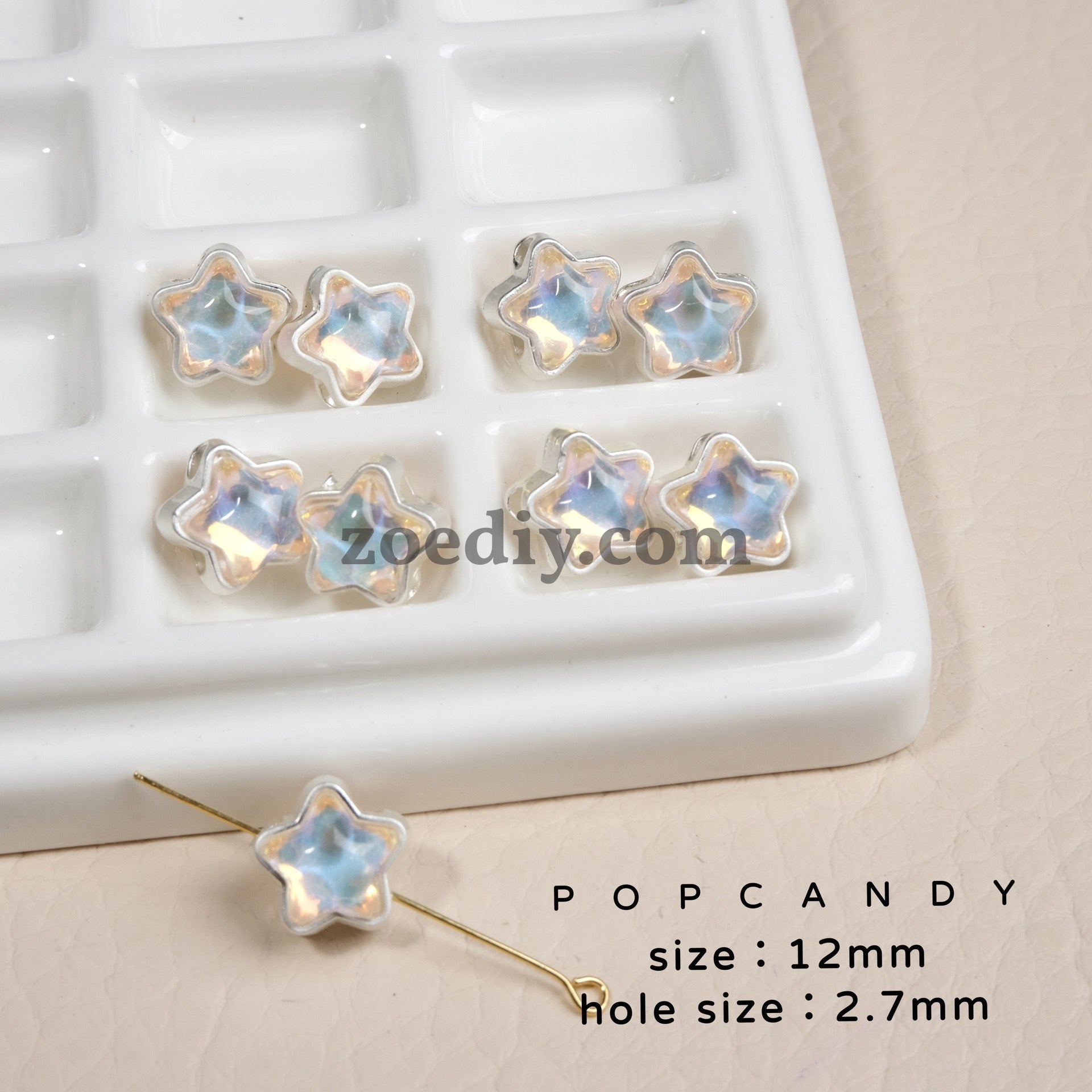 FS1536-12MM Mixed Color Mermaid Aurora Five-pointed Star Alloy Spacer