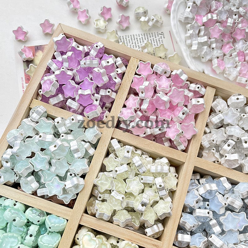 FS1536-12MM Mixed Color Mermaid Aurora Five-pointed Star Alloy Spacer