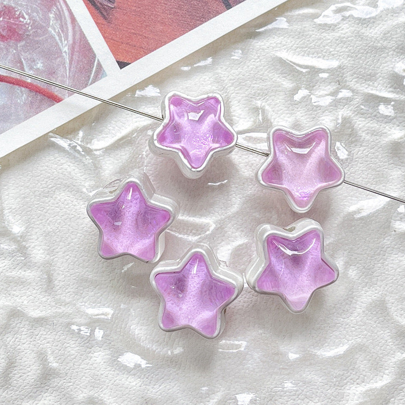 FS1536-12MM Mixed Color Mermaid Aurora Five-pointed Star Alloy Spacer