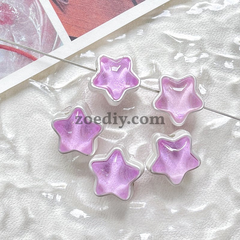 FS1536-12MM Mixed Color Mermaid Aurora Five-pointed Star Alloy Spacer