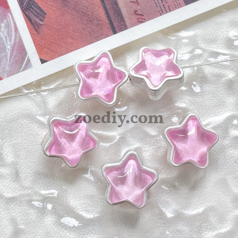 FS1536-12MM Mixed Color Mermaid Aurora Five-pointed Star Alloy Spacer