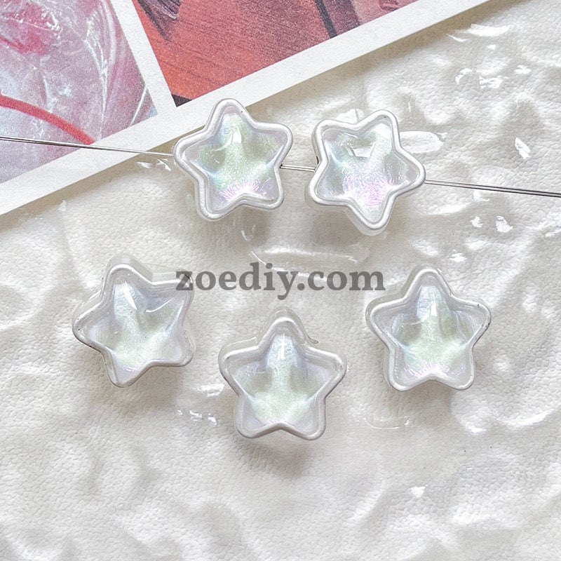 FS1536-12MM Mixed Color Mermaid Aurora Five-pointed Star Alloy Spacer