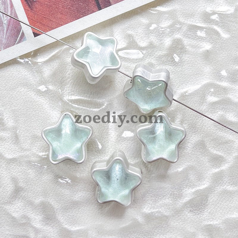 FS1536-12MM Mixed Color Mermaid Aurora Five-pointed Star Alloy Spacer