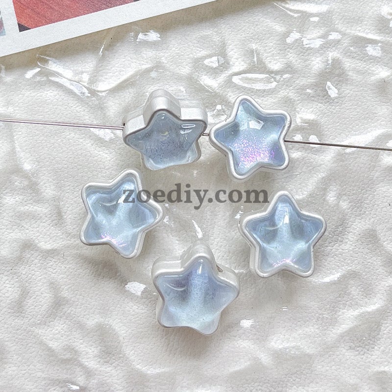 FS1536-12MM Mixed Color Mermaid Aurora Five-pointed Star Alloy Spacer