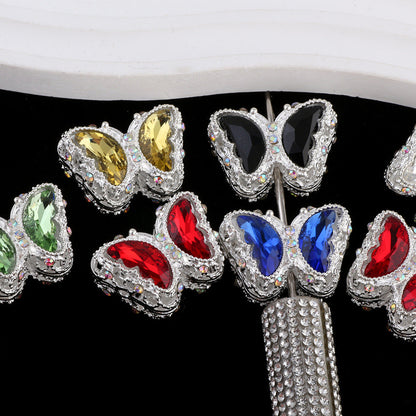FS0359- 30MM Mixed Color UV Plating Diamond Alloy Butterfly Reads Fit For Beadable Pens