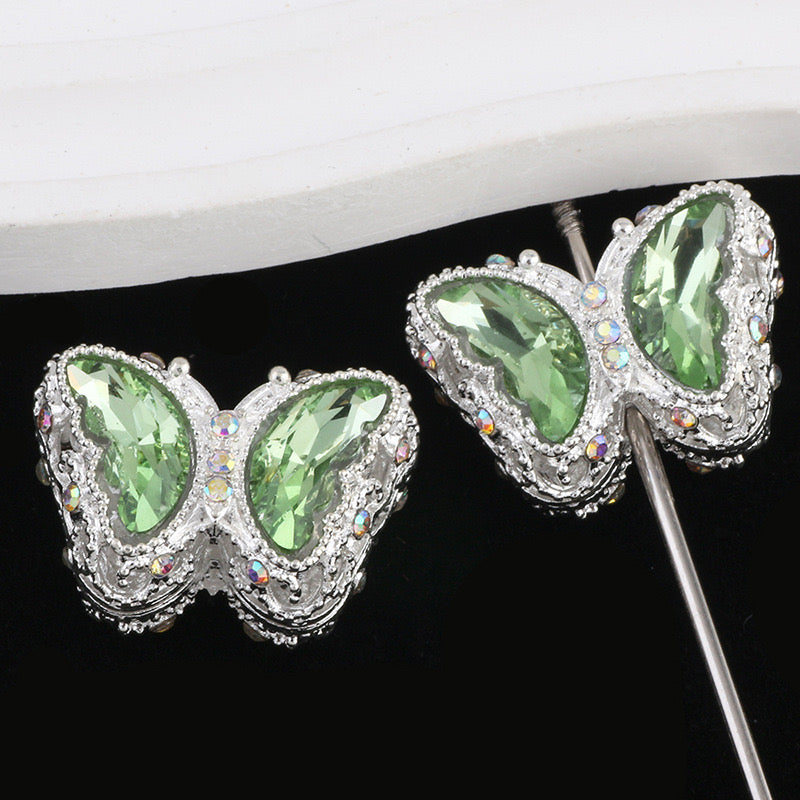 FS0359- 30MM Mixed Color UV Plating Diamond Alloy Butterfly Reads Fit For Beadable Pens