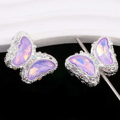 FS0359- 30MM Mixed Color UV Plating Diamond Alloy Butterfly Reads Fit For Beadable Pens