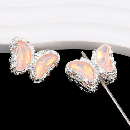 FS0359- 30MM Mixed Color UV Plating Diamond Alloy Butterfly Reads Fit For Beadable Pens