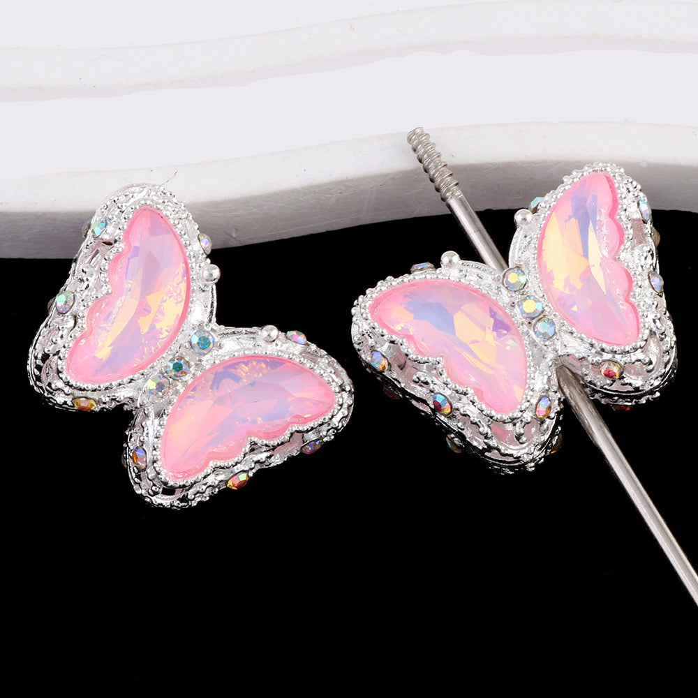 FS0359- 30MM Mixed Color UV Plating Diamond Alloy Butterfly Reads Fit For Beadable Pens