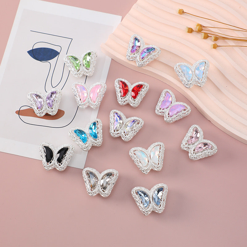 FS0359- 30MM Mixed Color UV Plating Diamond Alloy Butterfly Reads Fit For Beadable Pens