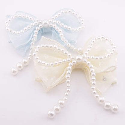 FS5676- 110mm Large Pearl Fabric Bowknot