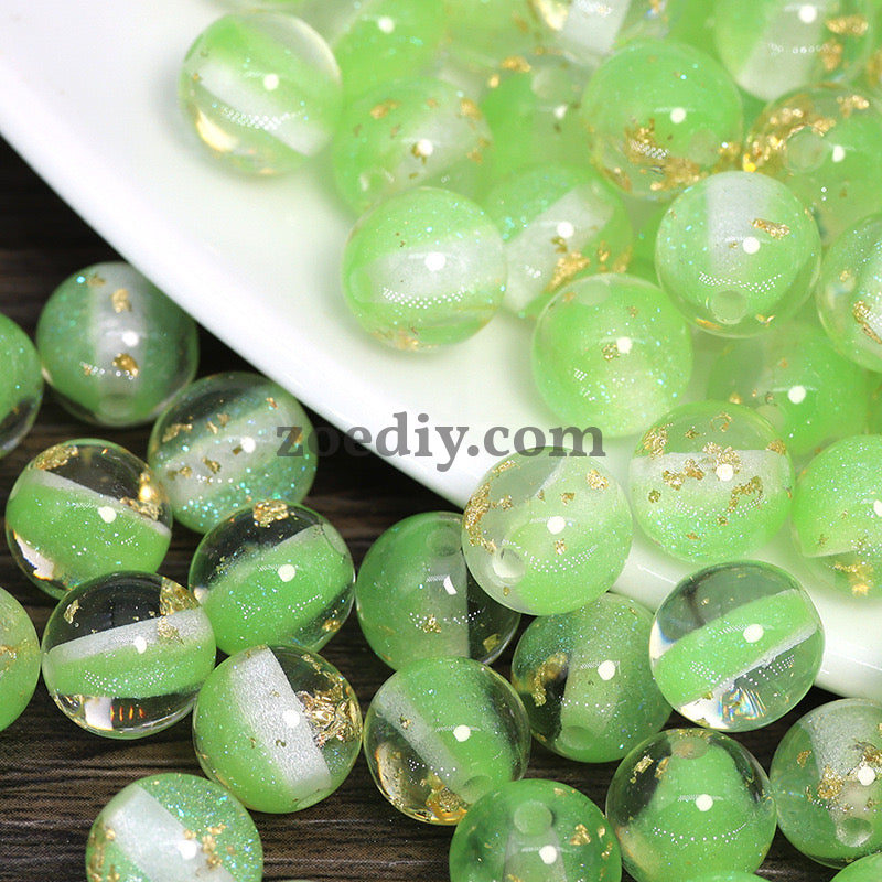 FS0909- 16MM Mixed Color Gold Foil Fine Glitter Resin Beads Fit For Beadable Pens