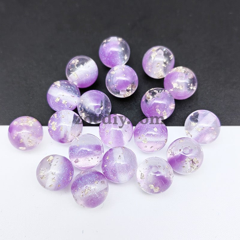 FS0909- 16MM Mixed Color Gold Foil Fine Glitter Resin Beads Fit For Beadable Pens