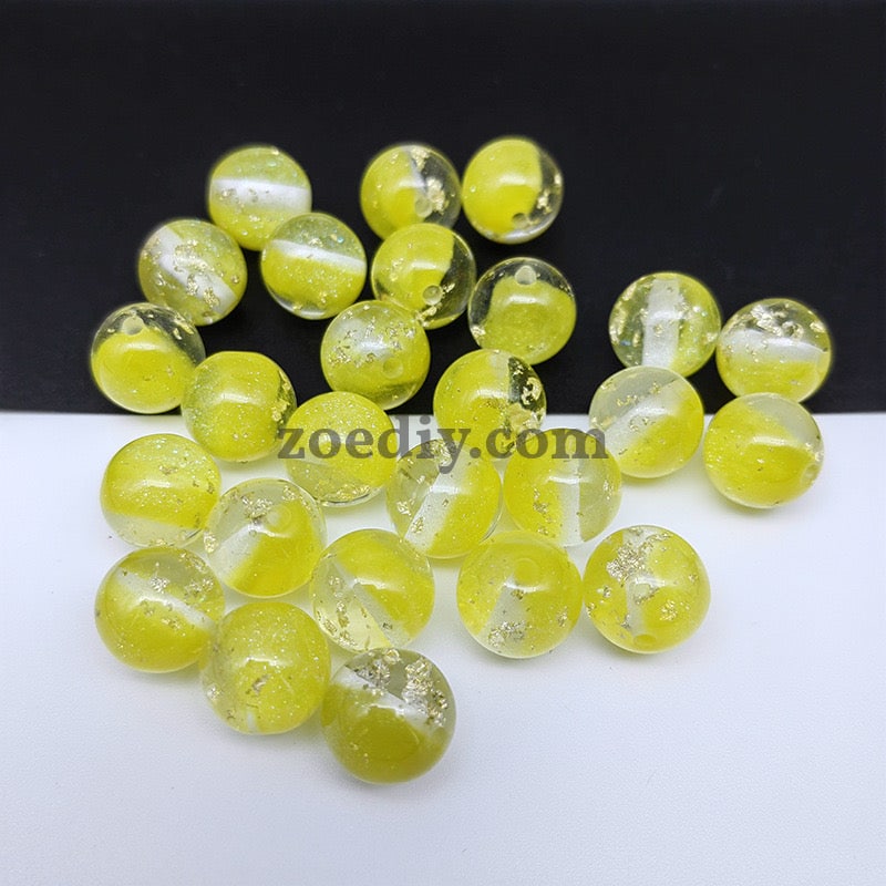 FS0909- 16MM Mixed Color Gold Foil Fine Glitter Resin Beads Fit For Beadable Pens