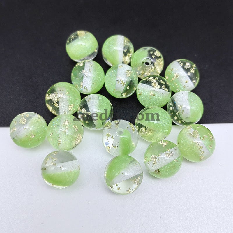 FS0909- 16MM Mixed Color Gold Foil Fine Glitter Resin Beads Fit For Beadable Pens