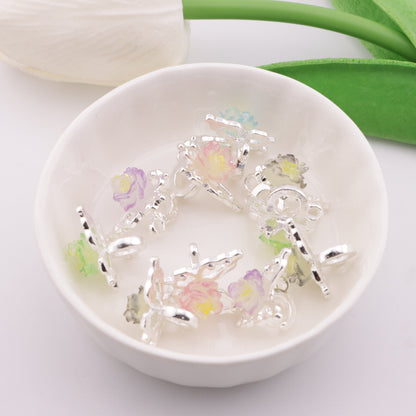 FS5895- Metal Soft Flowers, Butterfly Separating Beads, With Hanging Holes