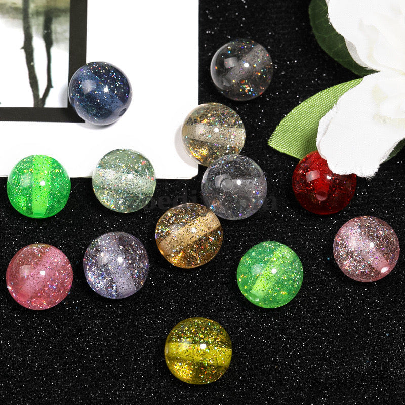 FS0362-16MM Mixed Color Baby's Breath Fine Glitter Resin Beads Fit For Beadable Pens