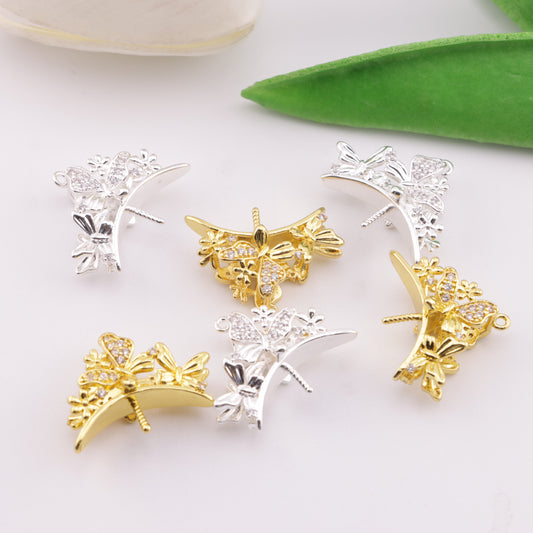 FS5883- Two Butterflies And Flower Pin
