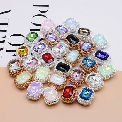 FS4849- Approximately 21×17mm Double-Sided Zirconium Diamond Alloy Beads Four-Way Pen-Passing