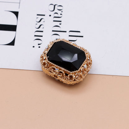 FS4849- Approximately 21×17mm Double-Sided Zirconium Diamond Alloy Beads Four-Way Pen-Passing