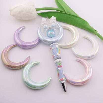 FS5211- Approximately 35×47mm Single-Hole Vertical-Hole Moon Acrylic Beads