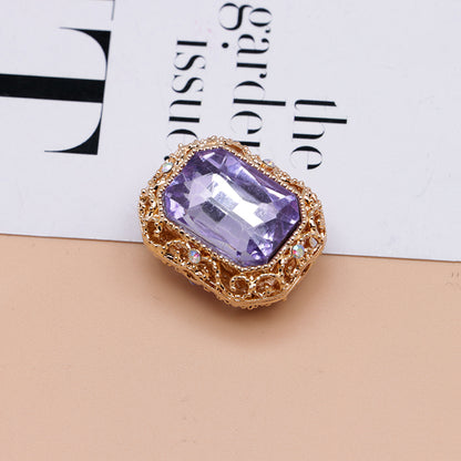 FS4849- Approximately 21×17mm Double-Sided Zirconium Diamond Alloy Beads Four-Way Pen-Passing