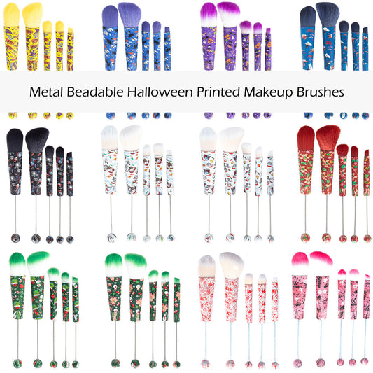 FS2816-Metal Beadable Halloween Printed Makeup Brushes£¨Five In A Set£©