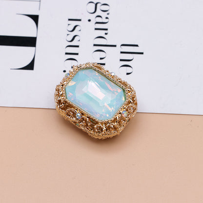 FS4849- Approximately 21×17mm Double-Sided Zirconium Diamond Alloy Beads Four-Way Pen-Passing