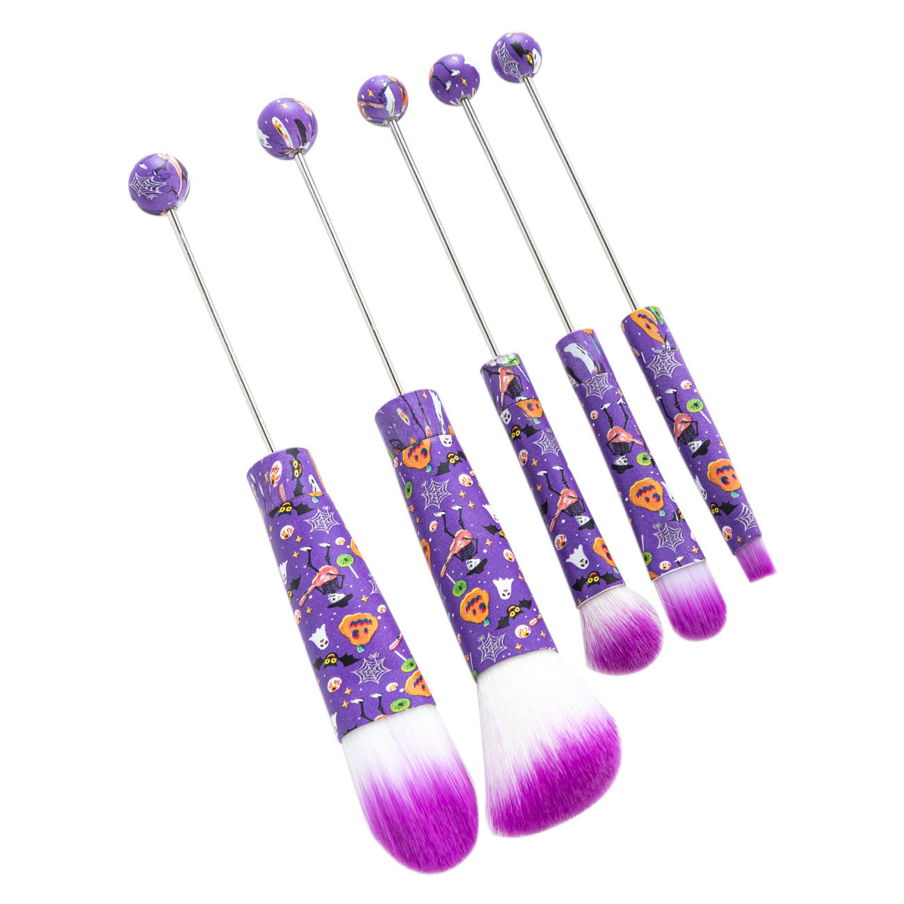 FS2816-Metal Beadable Halloween Printed Makeup Brushes£¨Five In A Set£©