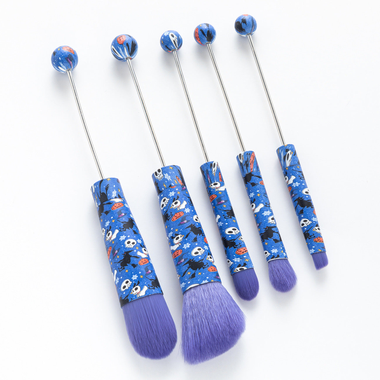FS2816-Metal Beadable Halloween Printed Makeup Brushes£¨Five In A Set£©