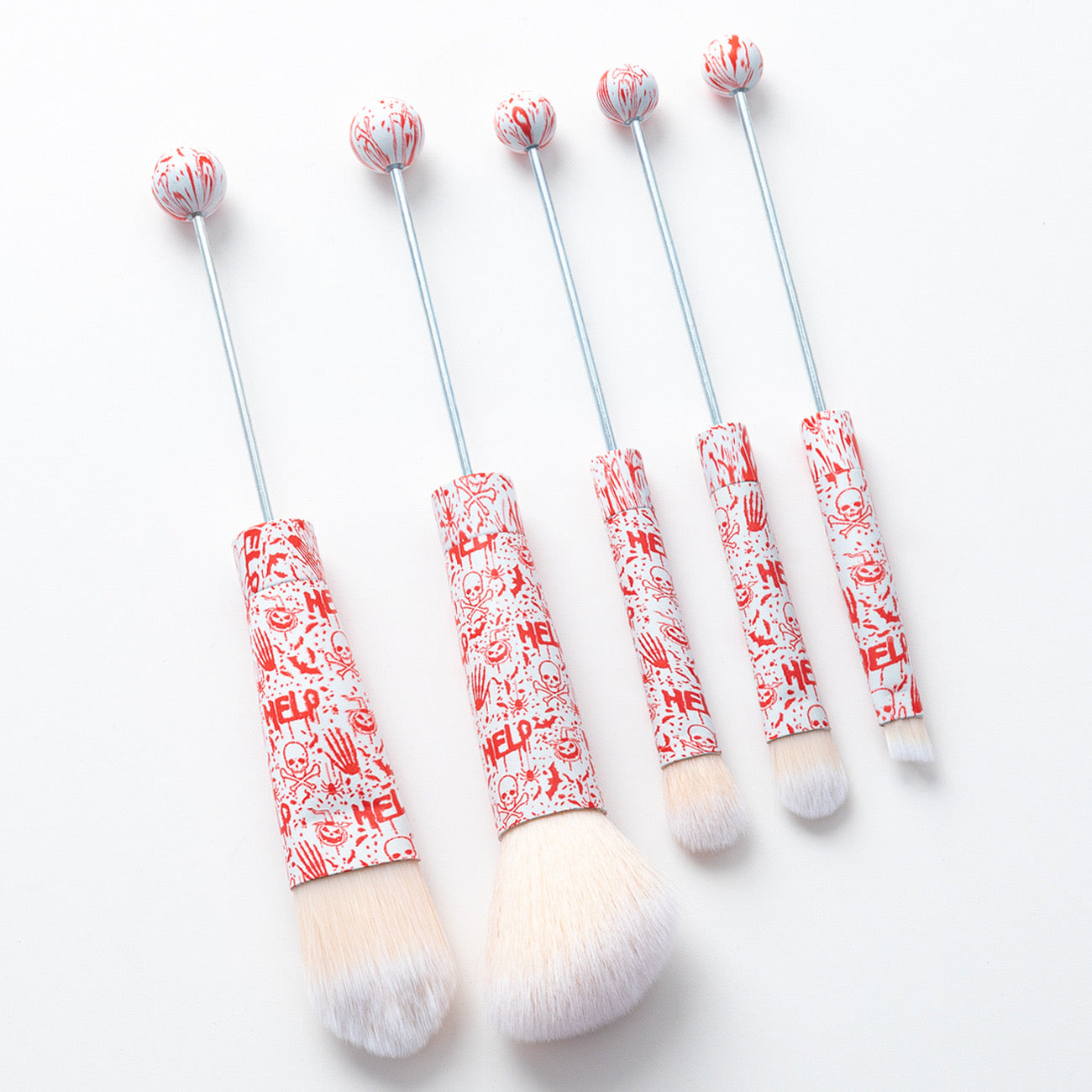 FS2816-Metal Beadable Halloween Printed Makeup Brushes£¨Five In A Set£©