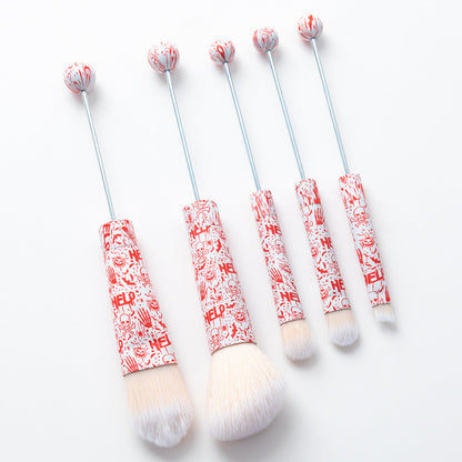 FS2816-Metal Beadable Halloween Printed Makeup Brushes£¨Five In A Set£©