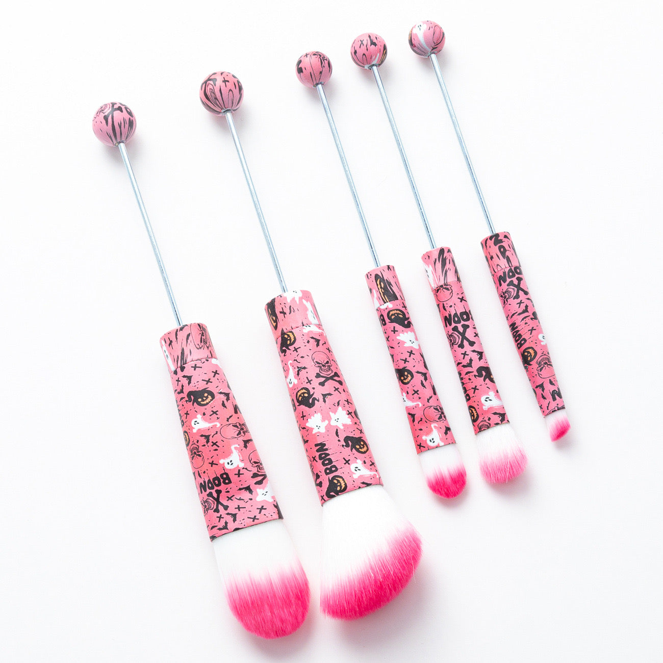 FS2816-Metal Beadable Halloween Printed Makeup Brushes£¨Five In A Set£©