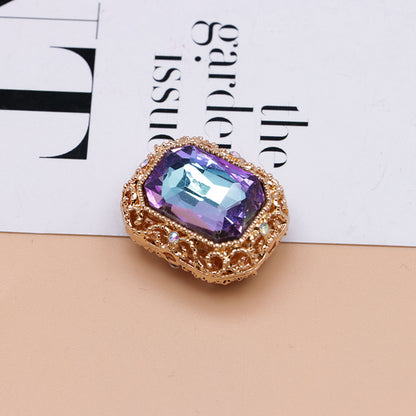 FS4849- Approximately 21×17mm Double-Sided Zirconium Diamond Alloy Beads Four-Way Pen-Passing
