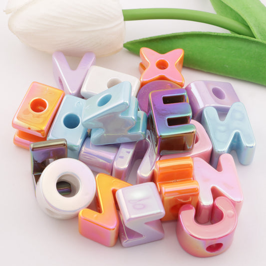 FS5726- UV Plated Letter Acrylic Beads