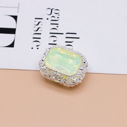 FS4849- Approximately 21×17mm Double-Sided Zirconium Diamond Alloy Beads Four-Way Pen-Passing