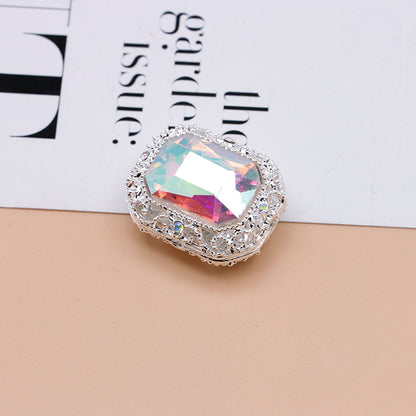FS4849- Approximately 21×17mm Double-Sided Zirconium Diamond Alloy Beads Four-Way Pen-Passing