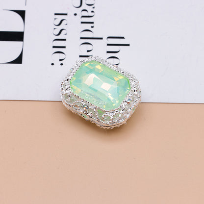 FS4849- Approximately 21×17mm Double-Sided Zirconium Diamond Alloy Beads Four-Way Pen-Passing