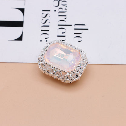 FS4849- Approximately 21×17mm Double-Sided Zirconium Diamond Alloy Beads Four-Way Pen-Passing