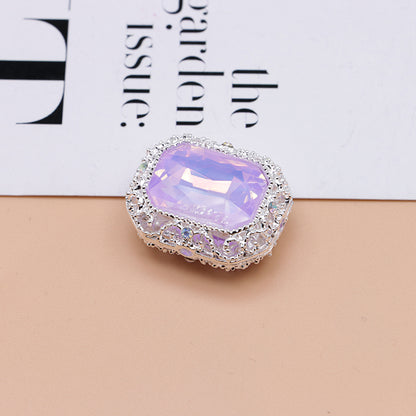 FS4849- Approximately 21×17mm Double-Sided Zirconium Diamond Alloy Beads Four-Way Pen-Passing