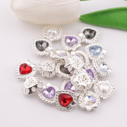 FS5930- 14*15mm Heart Bow Metal Beads, Bowknot Heart-shaped Metal Beads