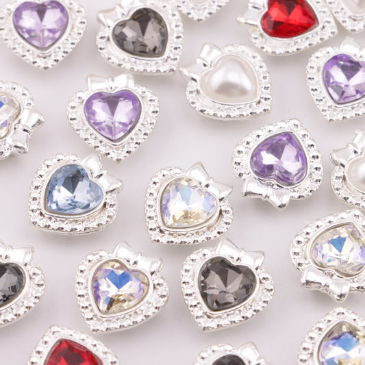 FS5930- 14*15mm Heart Bow Metal Beads, Bowknot Heart-shaped Metal Beads