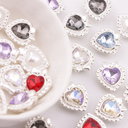 FS5930- 14*15mm Heart Bow Metal Beads, Bowknot Heart-shaped Metal Beads
