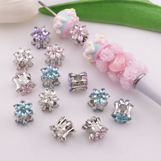 FS5856- 10*14mm Diamond 6-Petal Flower Metal Spacer Rhinestone Six-Petal Flower Metal Separator Bead